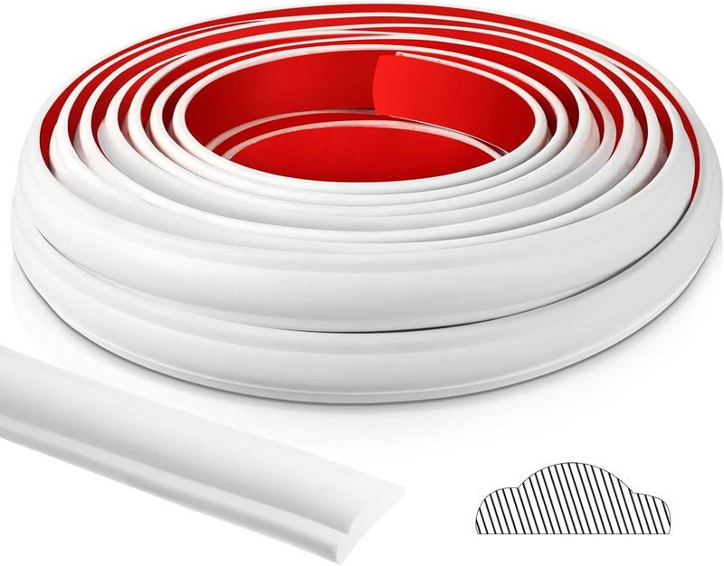 Innconee 32.8ft x 1.1 Inch Flexible Peel and Stick Molding Trim for Wall, Baseboard, Backsplash, Tile Edge, Chair Rail, Mirror-self Adhesive Trim for Bathroom Wall Door Floor Corner Window, White - Image 1
